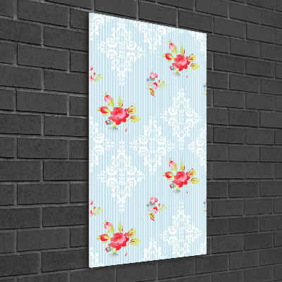 Fotocuadro de cristal elegante para hogar vertical Rosas