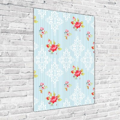 Fotocuadro de cristal elegante para hogar vertical Rosas