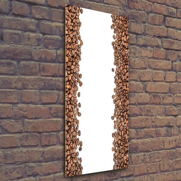 Cuadro decorativo en cristal con canto pulido vertical Granos de café