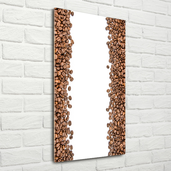 Cuadro decorativo en cristal con canto pulido vertical Granos de café