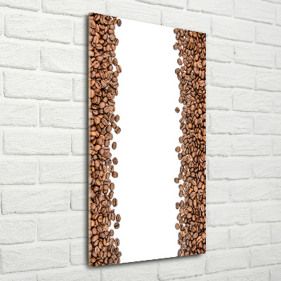 Cuadro decorativo en cristal con canto pulido vertical Granos de café