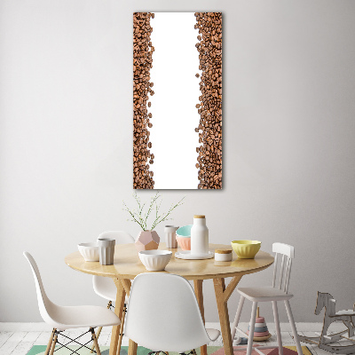 Cuadro decorativo en cristal con canto pulido vertical Granos de café