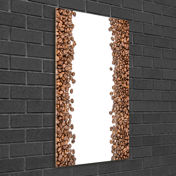 Cuadro decorativo en cristal con canto pulido vertical Granos de café