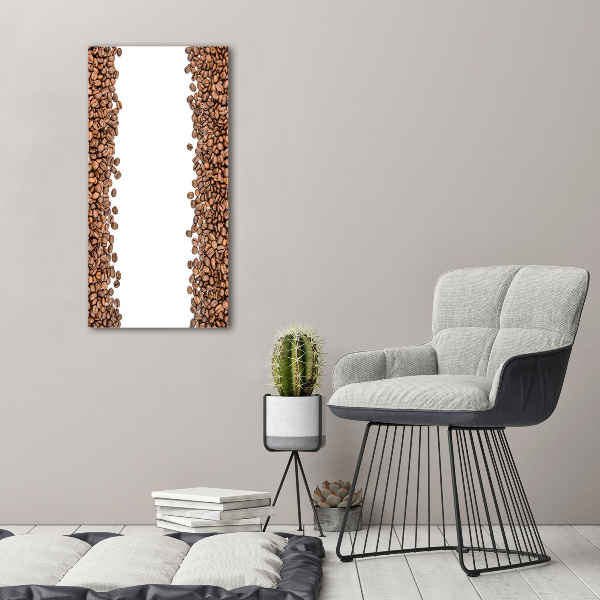 Cuadro decorativo en cristal con canto pulido vertical Granos de café