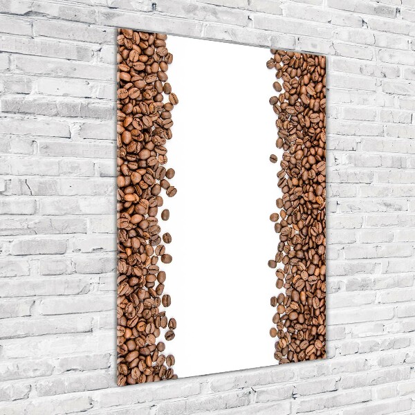 Cuadro decorativo en cristal con canto pulido vertical Granos de café
