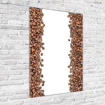 Cuadro decorativo en cristal con canto pulido vertical Granos de café