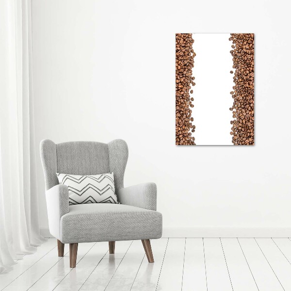 Cuadro decorativo en cristal con canto pulido vertical Granos de café