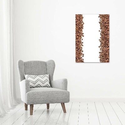 Cuadro decorativo en cristal con canto pulido vertical Granos de café