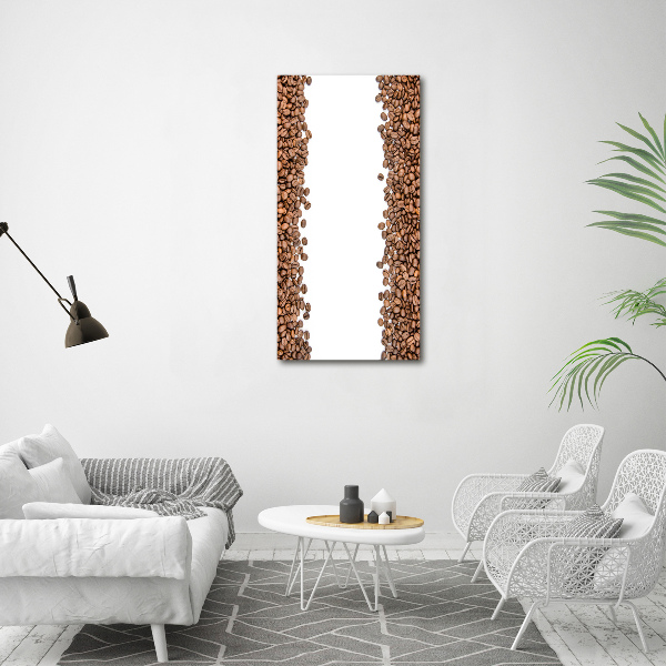 Cuadro decorativo en cristal con canto pulido vertical Granos de café