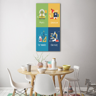 Fotocuadro de cristal elegante para hogar vertical Asignaturas escolares