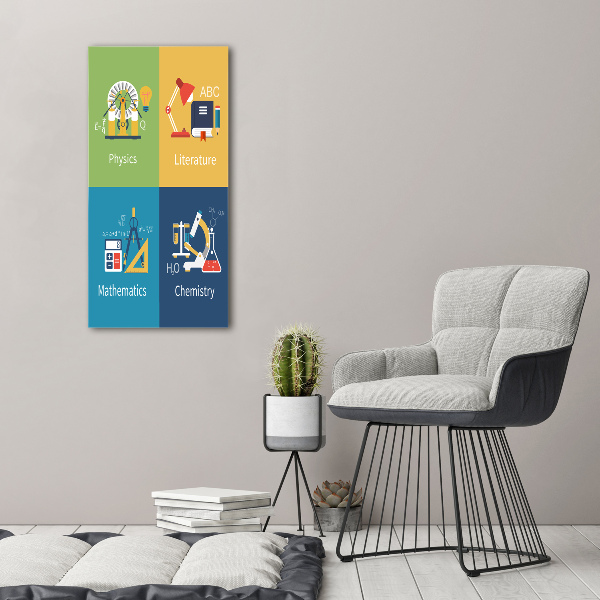 Fotocuadro de cristal elegante para hogar vertical Asignaturas escolares