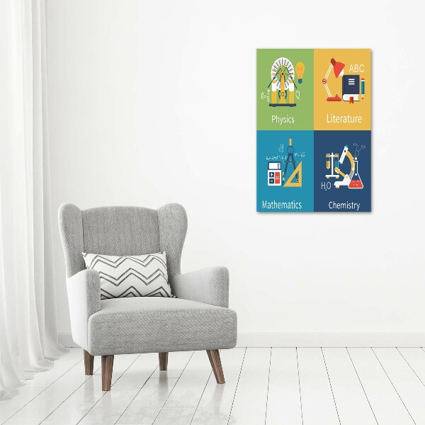 Fotocuadro de cristal elegante para hogar vertical Asignaturas escolares