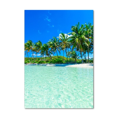 Cuadro decorativo en cristal con canto pulido vertical Playa tropical