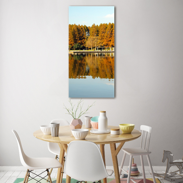 Fotocuadro de cristal elegante para hogar vertical Parque en otoño