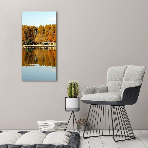 Fotocuadro de cristal elegante para hogar vertical Parque en otoño