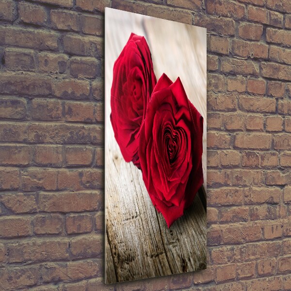Fotocuadro de cristal elegante para hogar vertical rosas rojas