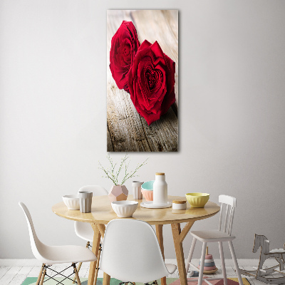Fotocuadro de cristal elegante para hogar vertical rosas rojas