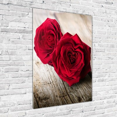 Fotocuadro de cristal elegante para hogar vertical rosas rojas