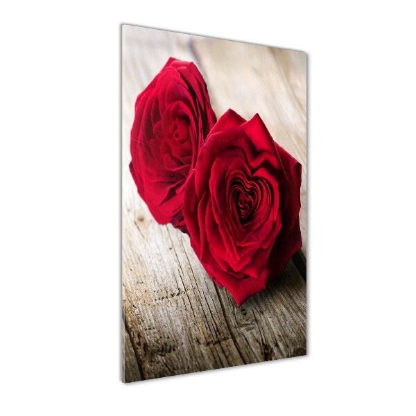 Fotocuadro de cristal elegante para hogar vertical rosas rojas