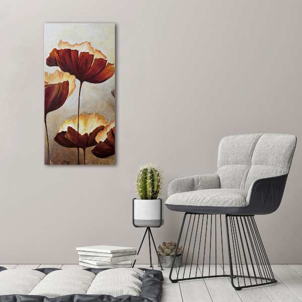 Cuadro de vidrio templado 4mm para pared vertical Amapolas