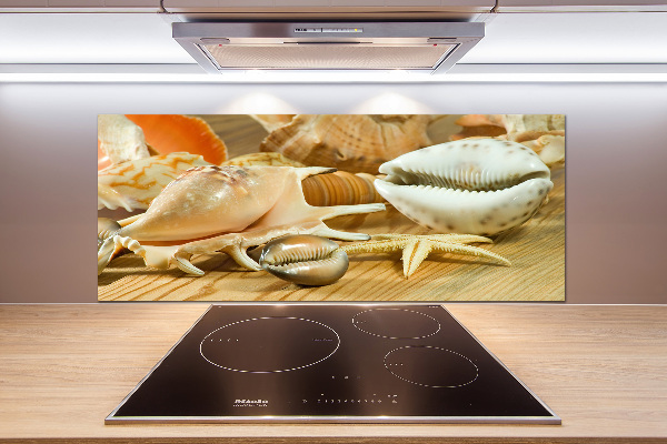 Panel antisalpicaduras Conchas sobre madera