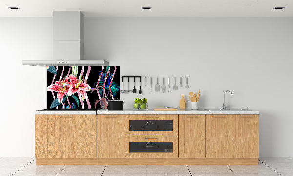 Panel de pared de cocina Lirio tropical