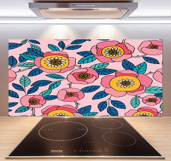 Panel de pared de cocina flores rosas