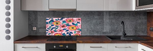 Panel de pared de cocina flores rosas