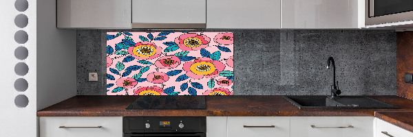 Panel de pared de cocina flores rosas