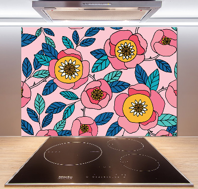 Panel de pared de cocina flores rosas