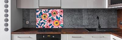 Panel de pared de cocina flores rosas