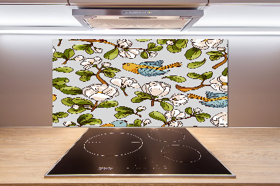 Panel antisalpicaduras Flores y pájaros