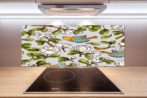 Panel antisalpicaduras Flores y pájaros