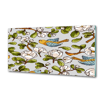 Panel antisalpicaduras Flores y pájaros