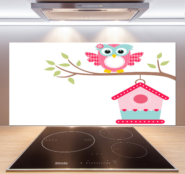 Salpicadero de cocina Búho en una rama