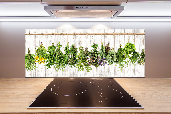 Salpicadero para cocina Hierbas en una cuerda