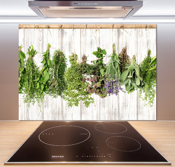 Salpicadero para cocina Hierbas en una cuerda