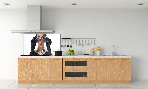 Panel antisalpicaduras Mujer con gafas