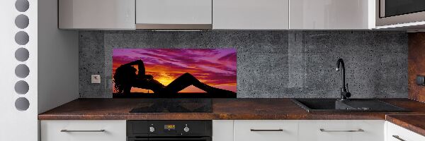 Panel de pared de cocina silueta de una mujer