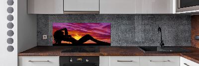 Panel de pared de cocina silueta de una mujer