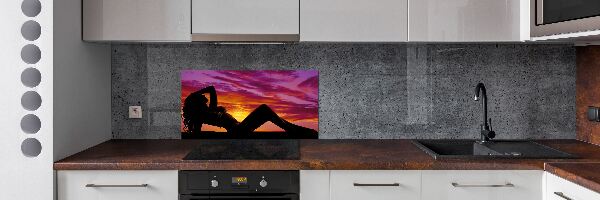 Panel de pared de cocina silueta de una mujer