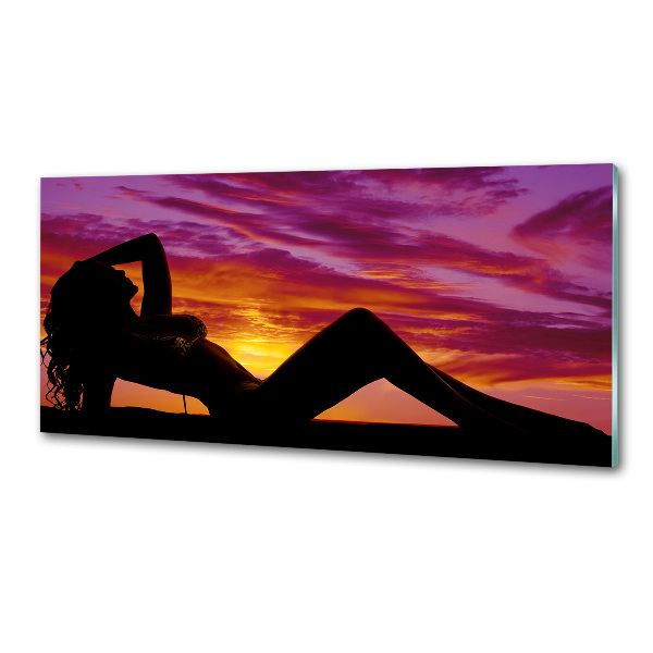 Panel de pared de cocina silueta de una mujer