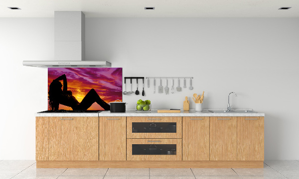 Panel de pared de cocina silueta de una mujer