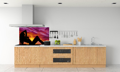 Panel de pared de cocina silueta de una mujer