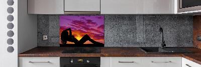 Panel de pared de cocina silueta de una mujer