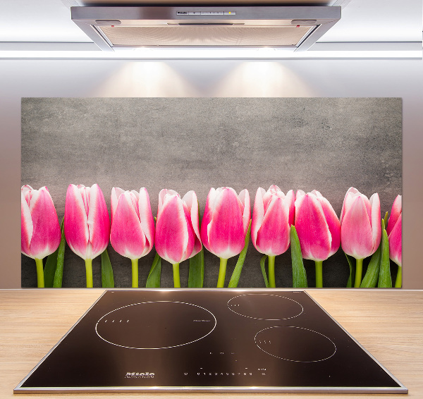 Panel para cocina tulipanes rosados