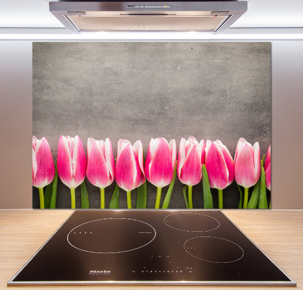 Panel para cocina tulipanes rosados