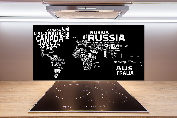 Panel para cocina Mapa del mundo con subtítulos