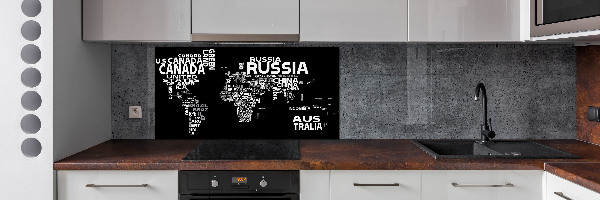 Panel para cocina Mapa del mundo con subtítulos