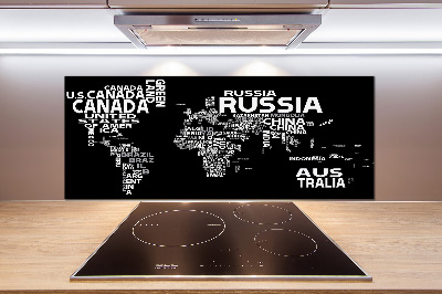 Panel para cocina Mapa del mundo con subtítulos